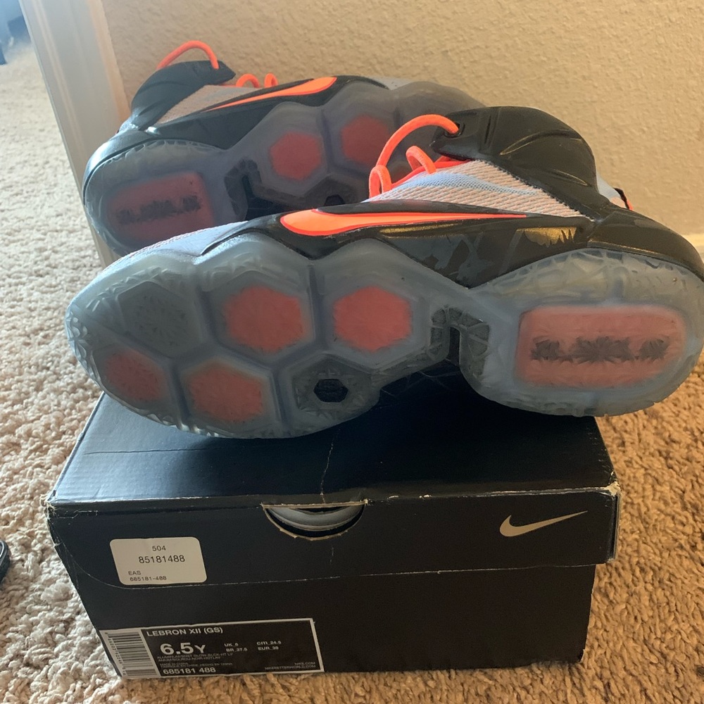 Lebron xii grey peach size 6.5
